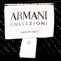 Pre Owned Armani Collezioni Black Lurex Stretch Knit Ruffled Cardigan M