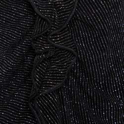 Pre Owned Armani Collezioni Black Lurex Stretch Knit Ruffled Cardigan M