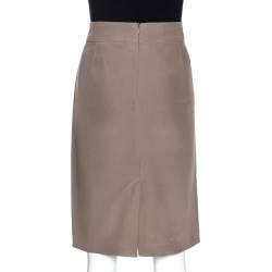 Pre Owned Armani Collezioni Olive Green Silk Blend Pencil Skirt M