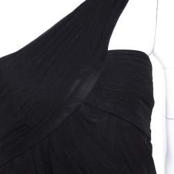 Pre Owned Armani Collezioni Black Silk Draped One Shoulder Asymmetric Gown M