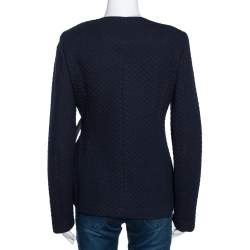 Pre Owned Armani Collezioni Navy Blue Textured Tie Detail Jacket L