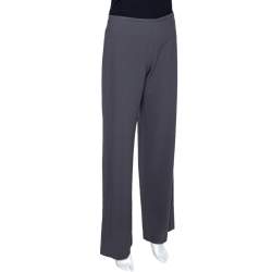 Pre Owned Armani Collezioni Grey Wool Wide Leg Pants S