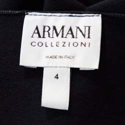 Pre Owned Armani Collezioni Midnight Blue Knit Gathered Fitted Dress S