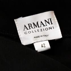 مملوكة مسبقًا Armani Collezioni Black Silk Crepe Bead Embellished Gown M