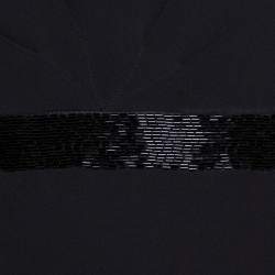 مملوكة مسبقًا Armani Collezioni Black Silk Crepe Bead Embellished Gown M
