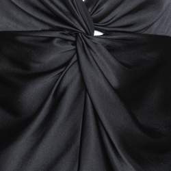 Pre Owned Armani Collezioni Black Silk Satin Twisted Knot Detail Top M 