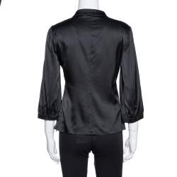 Pre Owned Armani Collezioni Black Silk Satin Twisted Knot Detail Top M 