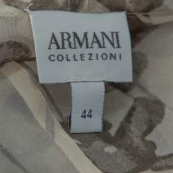 Pre Owned Armani Collezioni Grey Silk Stencil Floral Ruched Top M