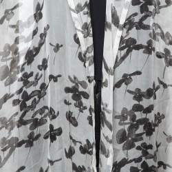 Pre Owned Armani Collezioni Grey Silk Stencil Floral Ruched Top M