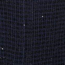 مملوكة مسبقًا Armani Collezioni Navy Blue Embellished Crumpled Chiffon Lightweight Jacket S