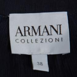 مملوكة مسبقًا Armani Collezioni Navy Blue Embellished Crumpled Chiffon Lightweight Jacket S
