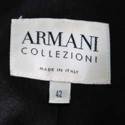 مملوكة مسبقًا Armani Collezioni Black Crepe Ruched Detail Blazer & Fitted Skirt Set M