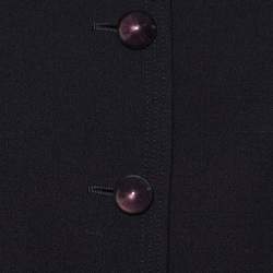 Pre Owned جاكيت أرماني كوليزوني صندوقي الشكل مزين أكتاف مبطنة كريب صوف أسود مقاس صغير (سمول)