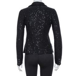 Pre Owned Armani Collezioni Black Sequin Embellished Wool Blazer M