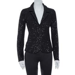 Pre Owned Armani Collezioni Black Sequin Embellished Wool Blazer M