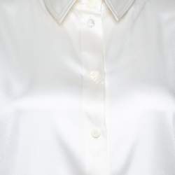 Pre Owned Armani Collezioni Cream Silk Satin Long Sleeve Blouse M