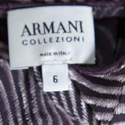 Armani Collezioni Purple Wave Pattern Knit button Detail Top S