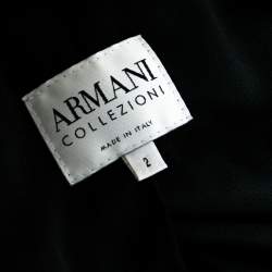 Pre Owned جاكيت أرماني كوليزوني طويل صدرية مزدوجة قطيفة أخضر داكن مقاس صغير (سمول)