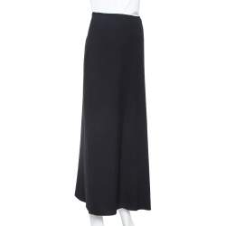 Pre Owned Armani Collezioni Black Crepe Wrap Detail Wide Leg Trousers M