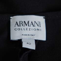 Pre Owned Armani Collezioni Black Crepe Wrap Detail Wide Leg Trousers M