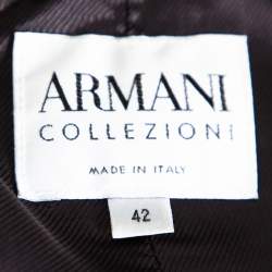 مملوكة مسبقًا Armani Collezioni Metallic Plaided Silk Asymmetric Cropped Blazer M