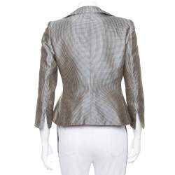 مملوكة مسبقًا Armani Collezioni Metallic Plaided Silk Asymmetric Cropped Blazer M