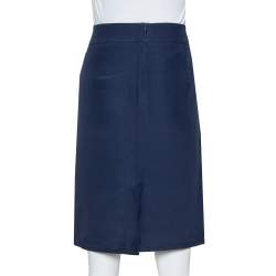 Pre Owned Armani Collezioni Navy Blue Crepe Pencil Skirt M