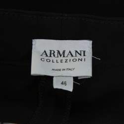 Pre Owned Armani Collezioni Black Crepe Faux Wrap Detail Palazzo Trousers L