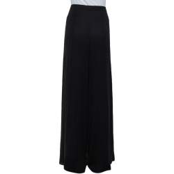 Pre Owned Armani Collezioni Black Crepe Faux Wrap Detail Palazzo Trousers L