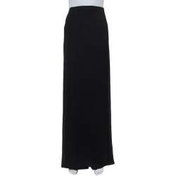 Pre Owned Armani Collezioni Black Crepe Faux Wrap Detail Palazzo Trousers L