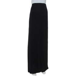 Pre Owned Armani Collezioni Black Crepe Faux Wrap Detail Palazzo Trousers L