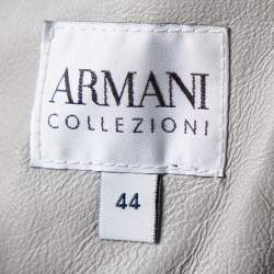 مملوكة مسبقًا Armani Collezioni Grey Suede Paneled Fur lined Long Coat M