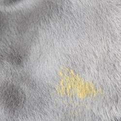 مملوكة مسبقًا Armani Collezioni Grey Suede Paneled Fur lined Long Coat M