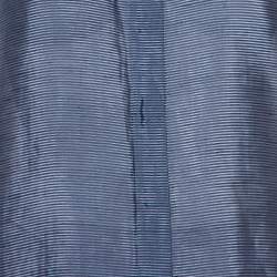 Pre Owned قميص أرماني كوليزوني طويل بلا أكمام حرير و كتان مخطط أزرق كحلي مقاس وسط (ميديوم)