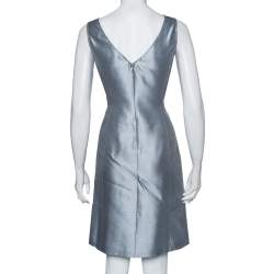 مملوكة مسبقًا Armani Collezioni Grey Silk & Wool Sleeveless Sheath Dress M