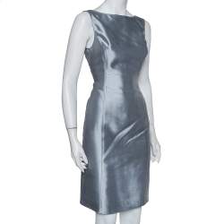 مملوكة مسبقًا Armani Collezioni Grey Silk & Wool Sleeveless Sheath Dress M