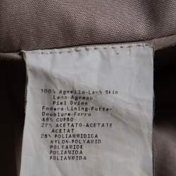 Pre Owned Armani Collezioni Beige Leather Zip Front Jacket M