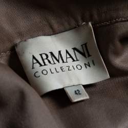 Pre Owned Armani Collezioni Beige Leather Zip Front Jacket M