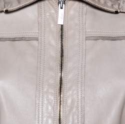 Pre Owned Armani Collezioni Beige Leather Zip Front Jacket M