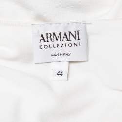 مملوكة مسبقًا Armani Collezioni White Knit Draped Neck Detail Top M
