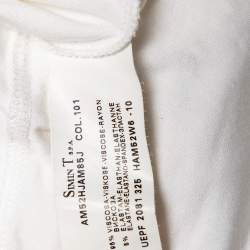 مملوكة مسبقًا Armani Collezioni White Knit Draped Neck Detail Top M