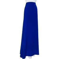 Pre Owned Armani Collezioni Blue Crepe Maxi Skirt M