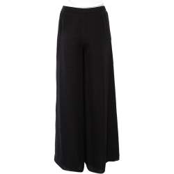 Pre Owned Armani Collezioni Black Georgette Pleated Palazzo Pants S