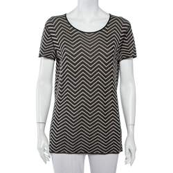 Pre Owned Armani Collezioni Monochrome Jacquard Knit Roundneck T-Shirt XL