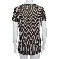 مملوكة مسبقًا Armani Collezioni Monochrome Jacquard Knit Roundneck T-Shirt XL