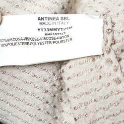 Pre Owned Armani Collezioni Beige Embossed Knit Short Sleeve Top L