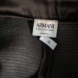 Pre Owned Armani Collezioni Grey Italian Rose Jacquard Knit Button Front Blazer XL