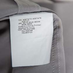 Pre Owned Armani Collezioni Grey Crepe Bow Detail Collarless Jacket & Straight Leg Trousers S