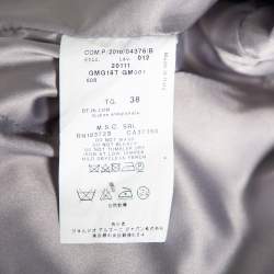 Pre Owned Armani Collezioni Grey Crepe Bow Detail Collarless Jacket & Straight Leg Trousers S