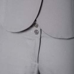 Pre Owned Armani Collezioni Grey Crepe Bow Detail Collarless Jacket & Straight Leg Trousers S